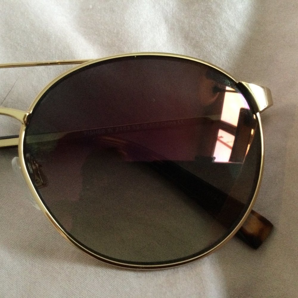 Warby Parker Gold Tone Tortoiseshell Sunglasses Fisher Wide 2403 53 19 140 - Picture 5 of 10